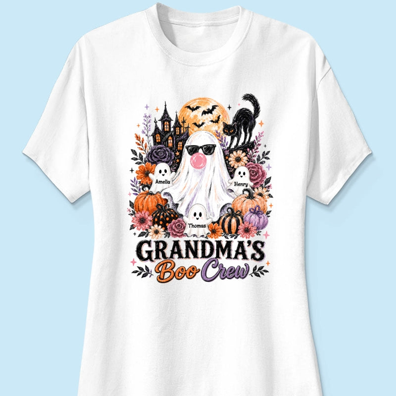 Grandma's Boo Crew Haunted House - Personalized Shirt - Trendy Halloween Tee for Grandma