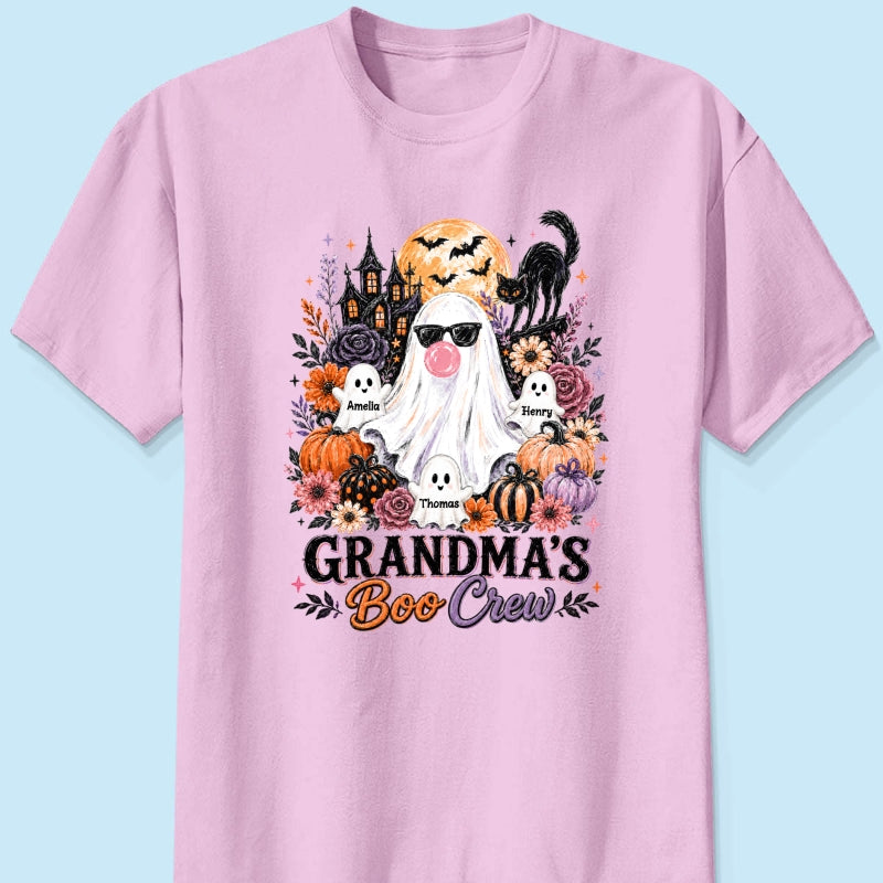 Grandma's Boo Crew Haunted House - Personalized Shirt - Trendy Halloween Tee for Grandma