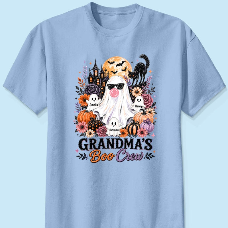 Grandma's Boo Crew Haunted House - Personalized Shirt - Trendy Halloween Tee for Grandma