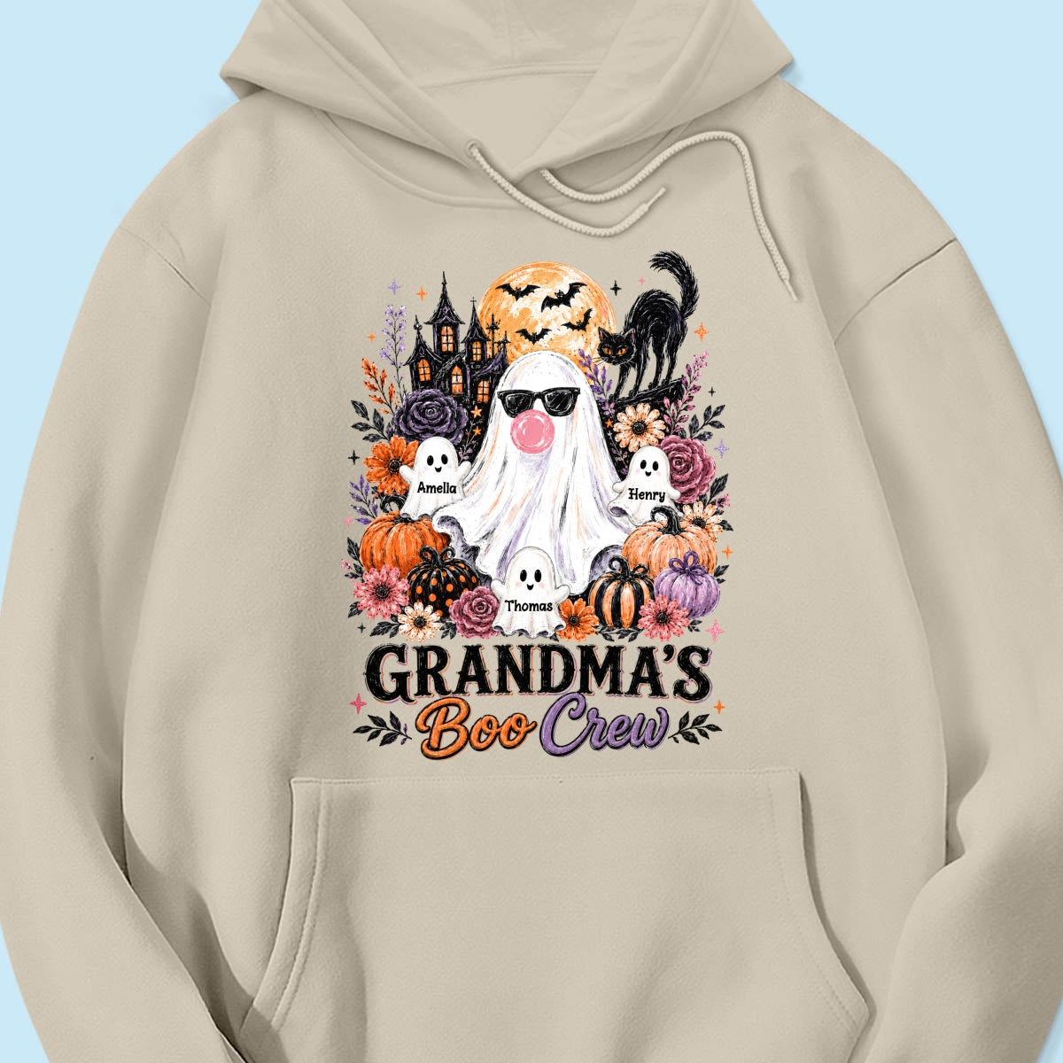 Grandma's Boo Crew Haunted House - Personalized Shirt - Trendy Halloween Tee for Grandma