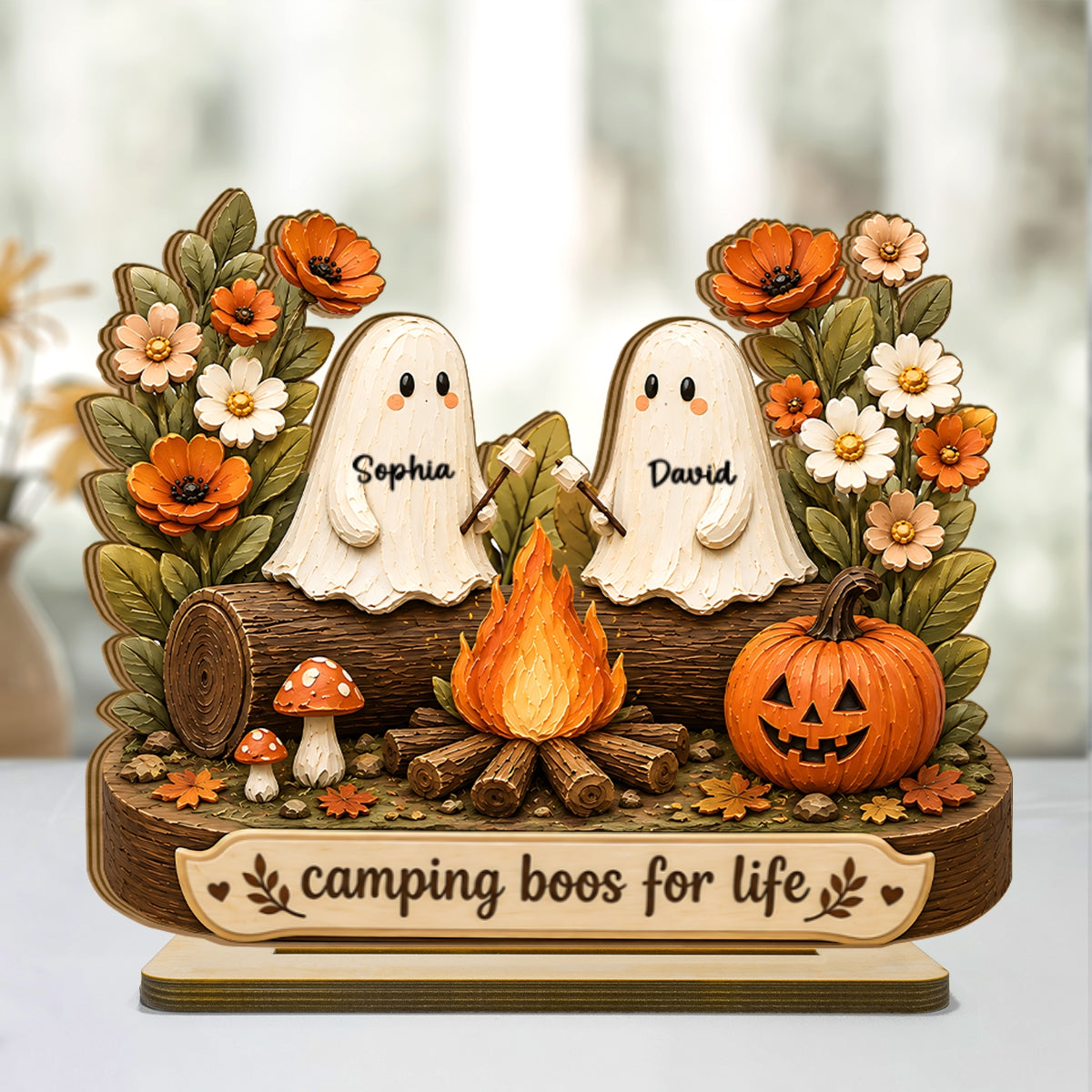 Camping Boos For Life - Personalized 2-Layered Wooden Plaque - Halloween Decor Gift, Gift For Couple