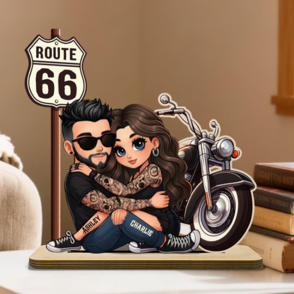 Eternal Love Biker Couple Riding Partners For Life - Personalized 2-Layer Wooden Plaque - Gift For Couple, Bikers, Gift For Him, For Her