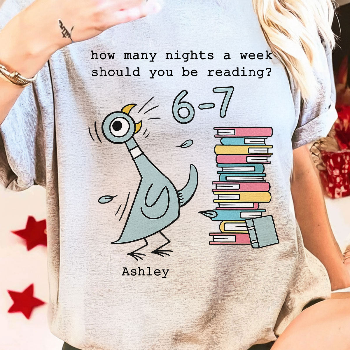 How Many Nights A Week Should You Be Reading 6-7 - Personalized Shirt - Pigeon Elephant Piggie Children's Books Sweatshirt, Teacher Six Seven 67