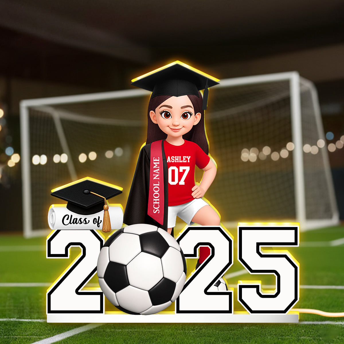 Soccer Boy Girl Senior Graduation - Personalized Light Box - Christmas Gift For Son Daughter Grandson Granddaughter