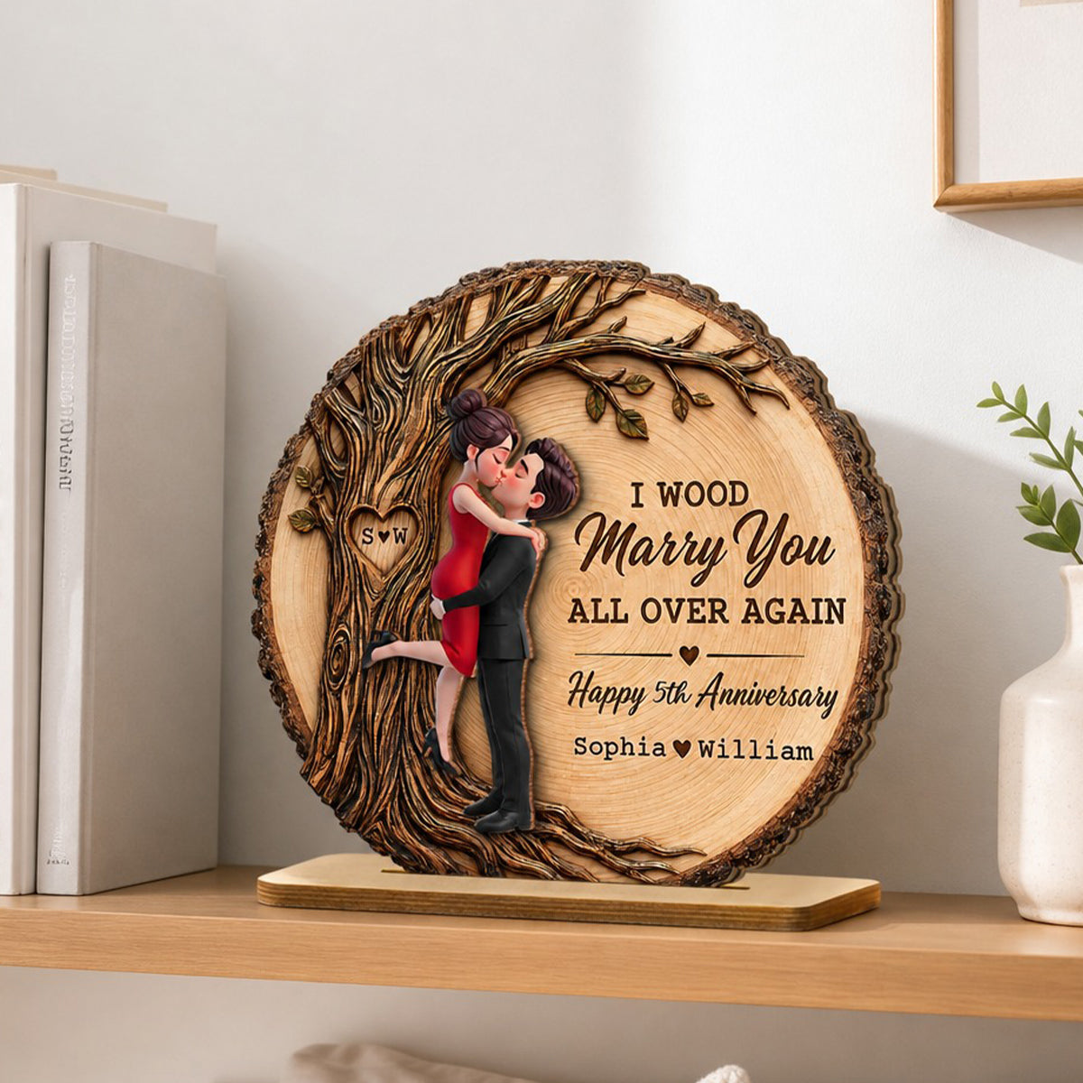 I Would Marry You All Over Again - Personalized 2-Layered Wooden Plaque - Couple Anniversary Gift for Her, for Him