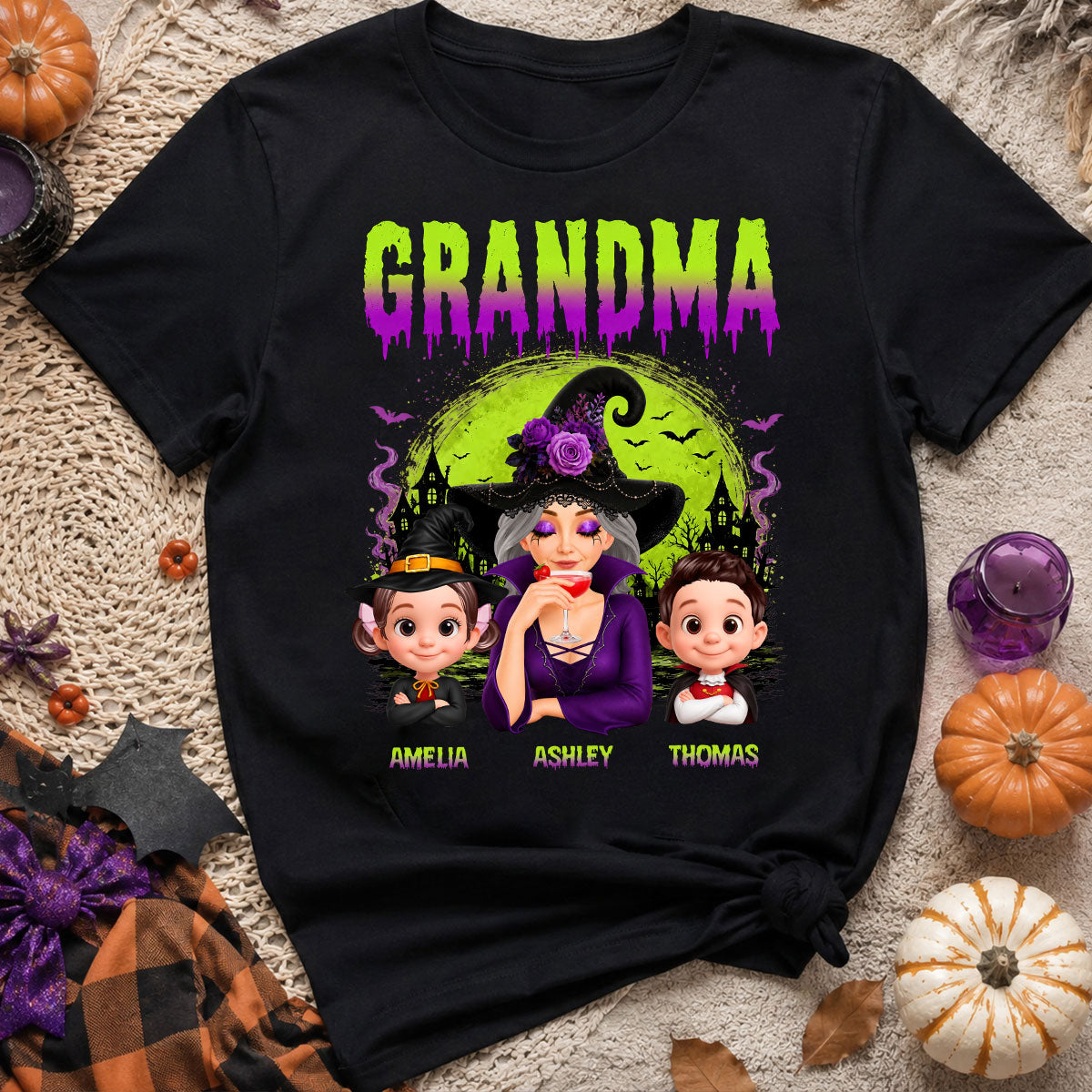 Grandma Mom Witch Halloween - Personalized Shirt - Trendy Halloween Gift for Her