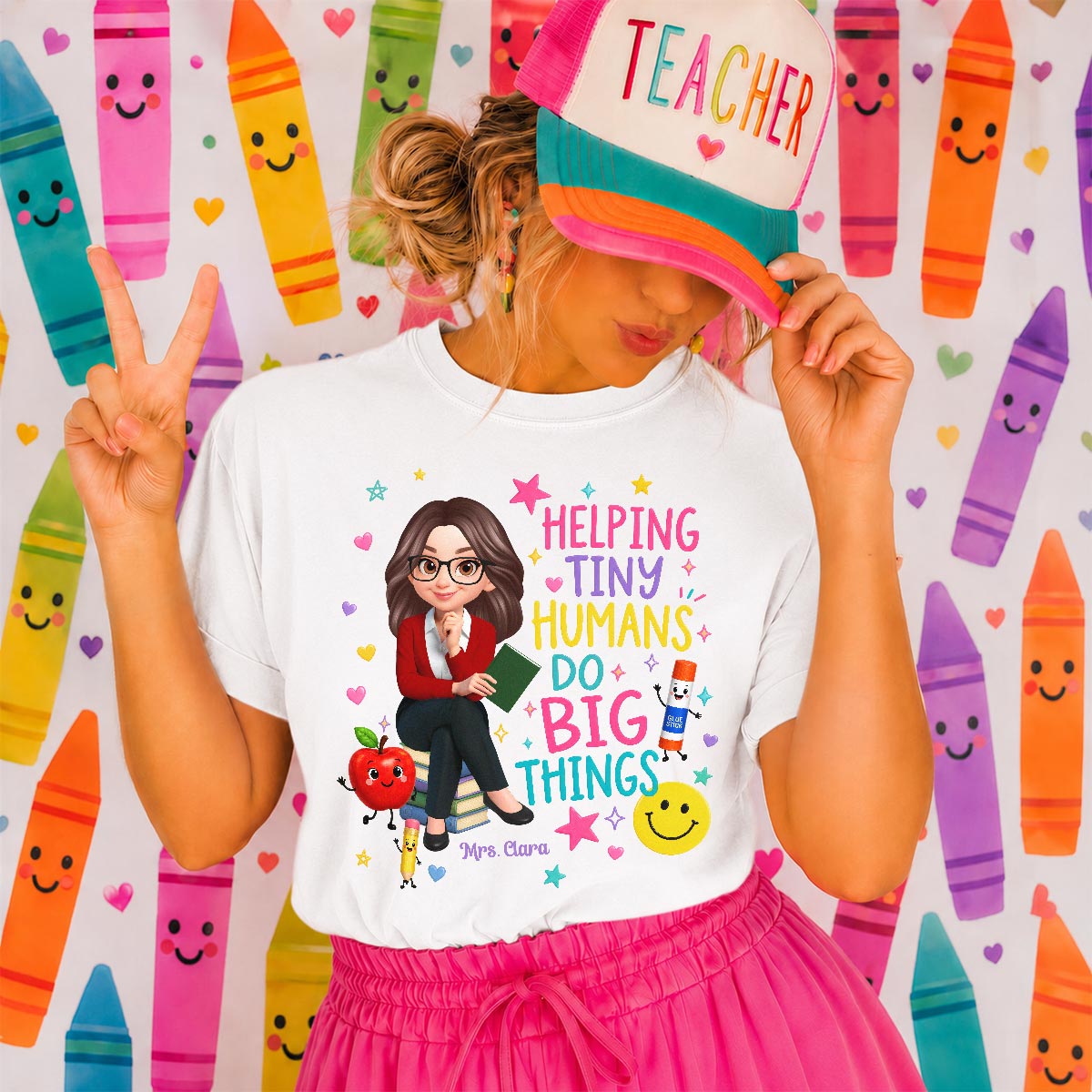 Helping Tiny Humans Do Big Things - Personalized Shirt - Back to School Gift For Teacher