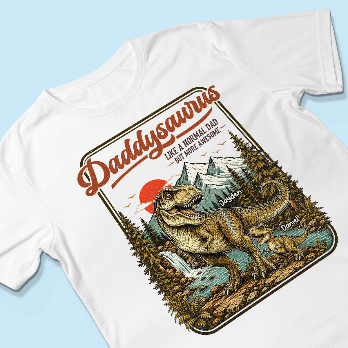 Retro Vintage Daddysaurus - Personalized Shirt - Funny Father's Day Gift For Dad, Husband
