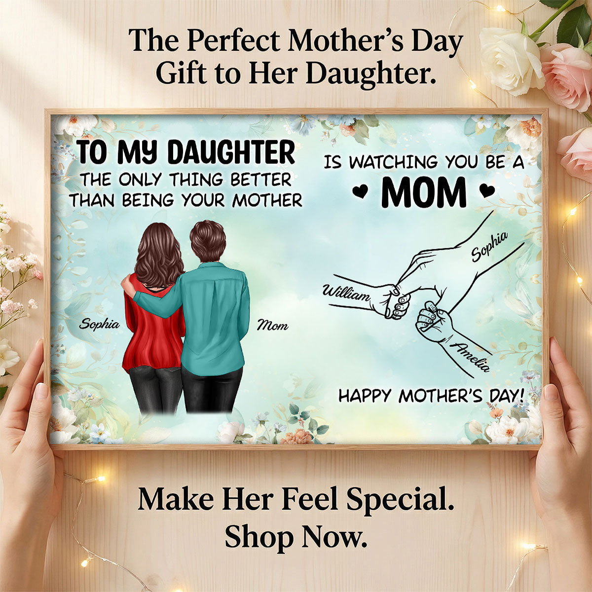From Mom To Daughter Watching You Be A Mom Green Tone - Personalized Poster - Mother's Day Gift For Daughter