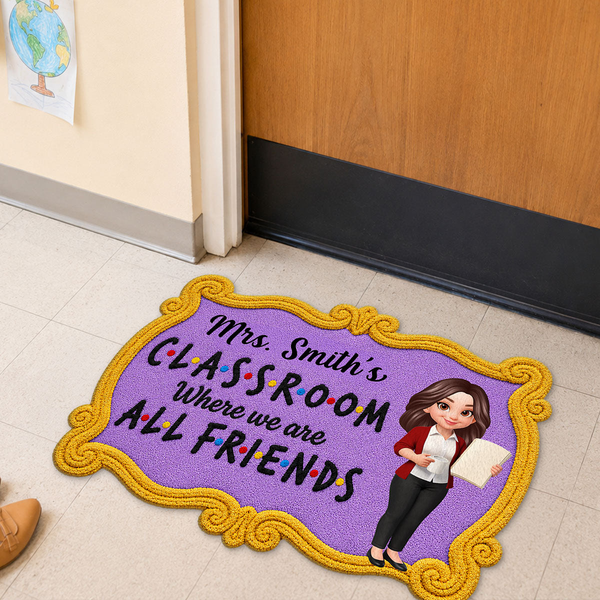 Friendly Teacher - Personalized Doormat - Back To School, Classroom Decor
