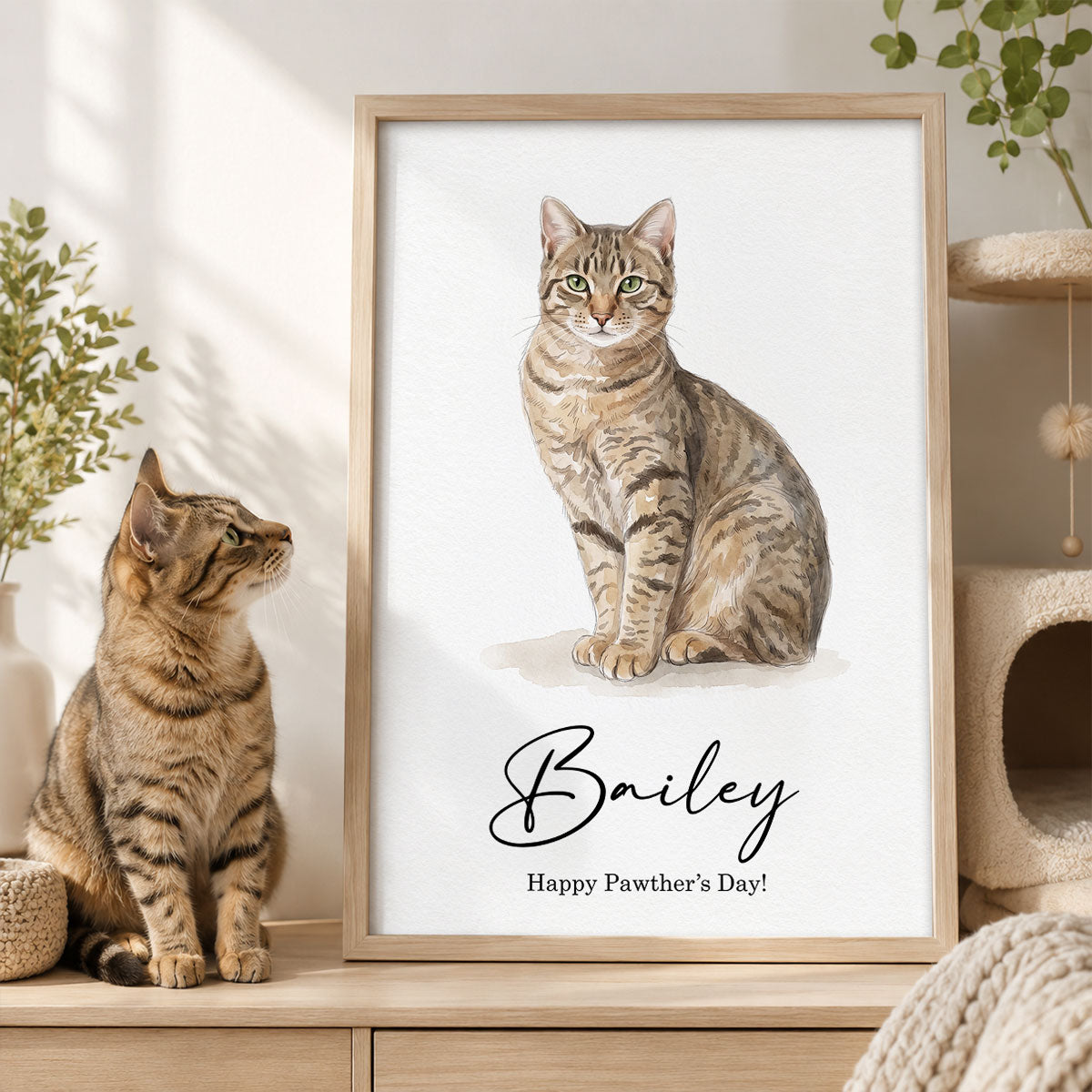 Custom Watercolor Portraits Using Pet Photo - Personalized Poster - Father's Day Gift for Dogs Cats Lovers