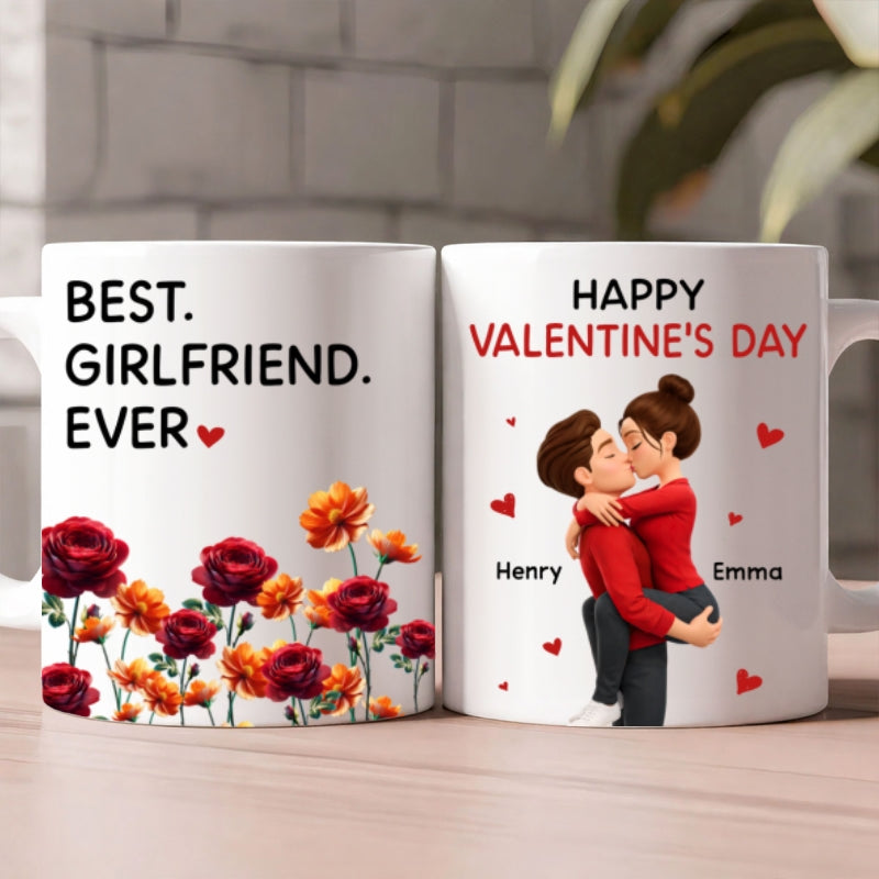 Best Girlfriend Boyfriend Ever Custom Birth Flower - Personalized Mug - Valentine's Day Gift for Her, for Him
