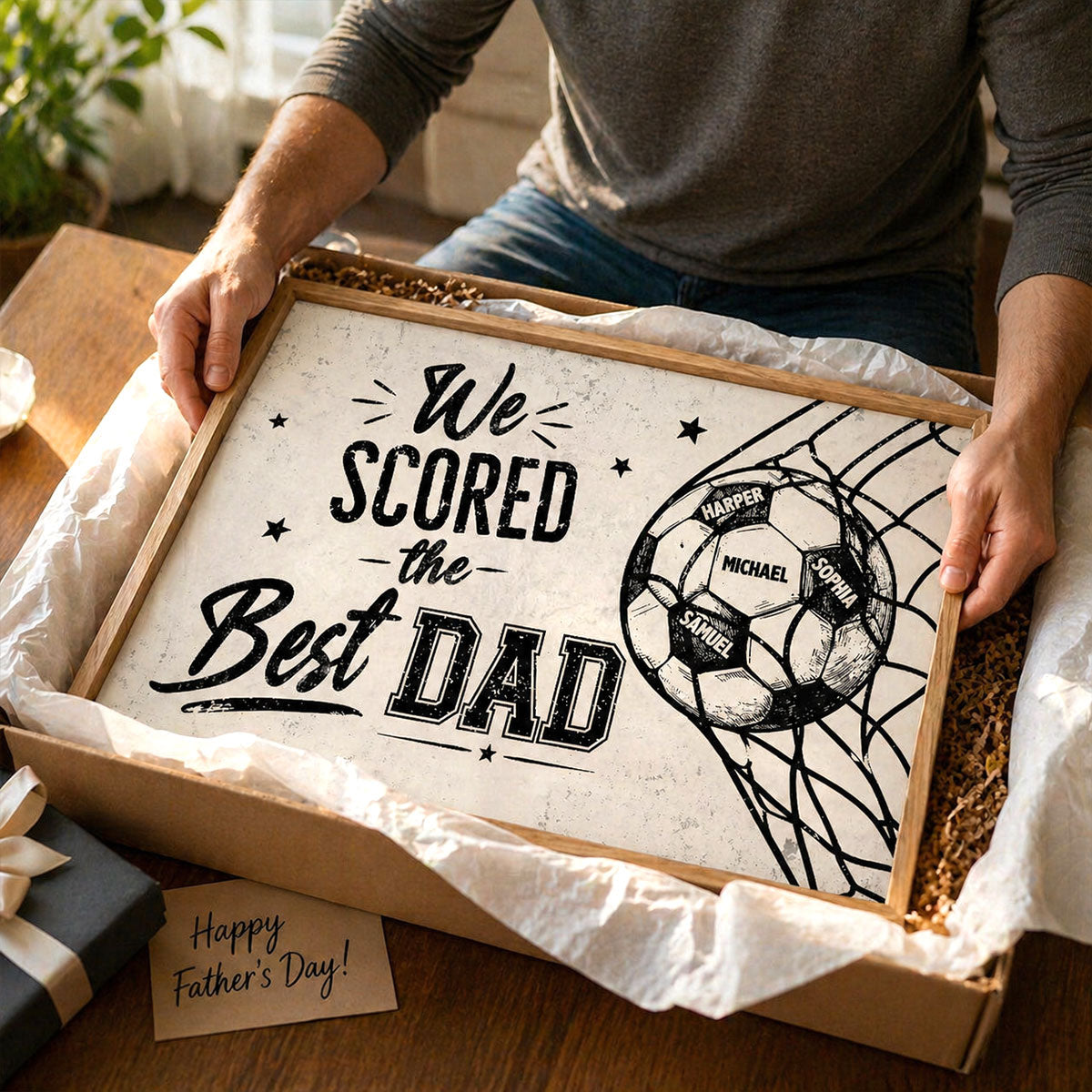 We Scored The Best Dad - Personalized Poster - Father's Day Gift For UK Football, US Soccer Dad