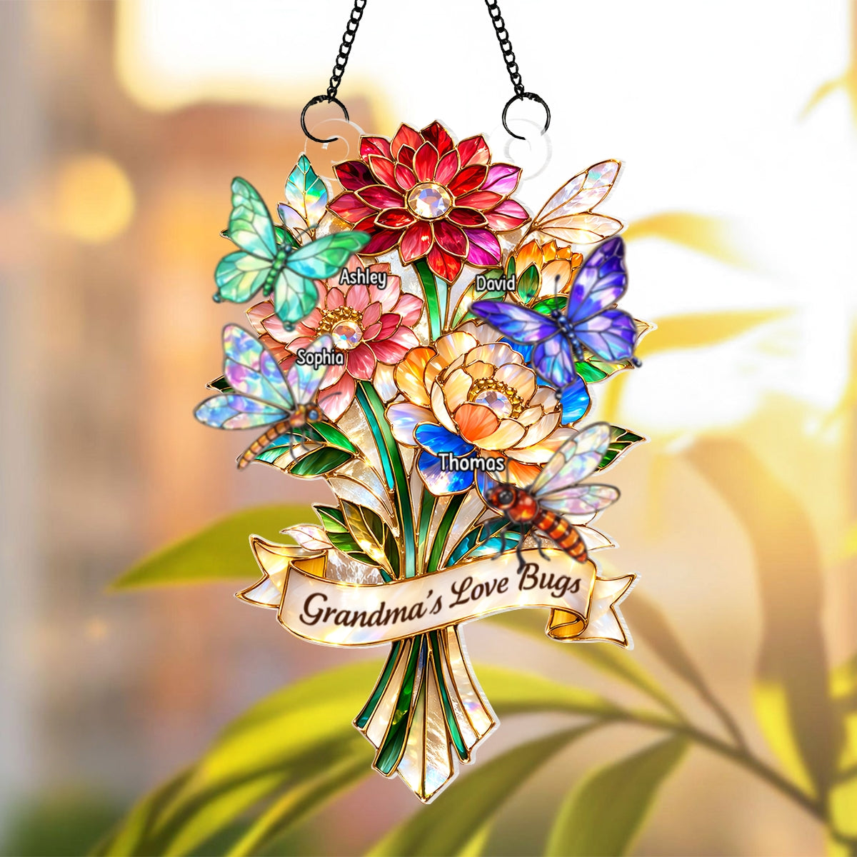 Grandma's Love Bugs - Personalized Suncatcher Ornament - Heartfelt Mother's Day Gift for Grandma