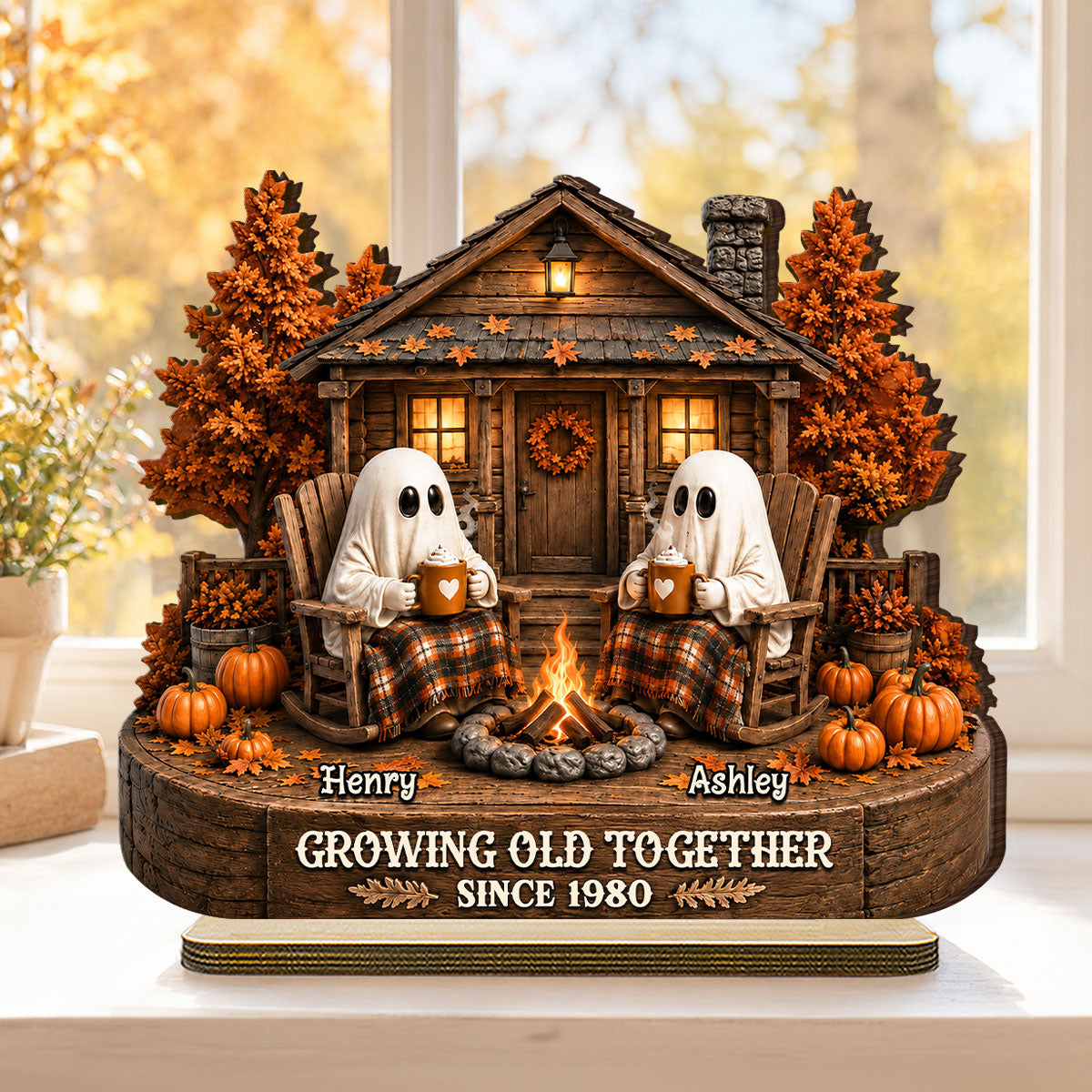 Cute Boo Couple Fall Season Halloween - Personalized 2-Layered Wooden Plaque - Gift For Couple, Him, Her