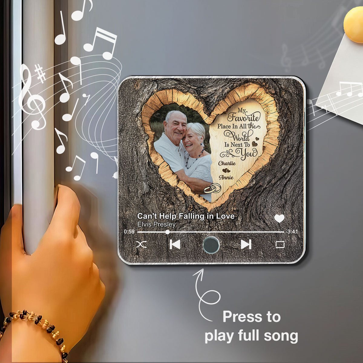 Favorite Place Next To You Couple Custom Photo - Personalized Music Fridge Magnet - Anniversary Gift, Valentine's Gift For Him, For Her