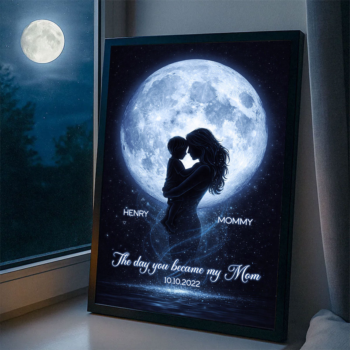 The Day You Became My Mom Moon Phase - Personalized Poster - Heartfelt Gift For Mom