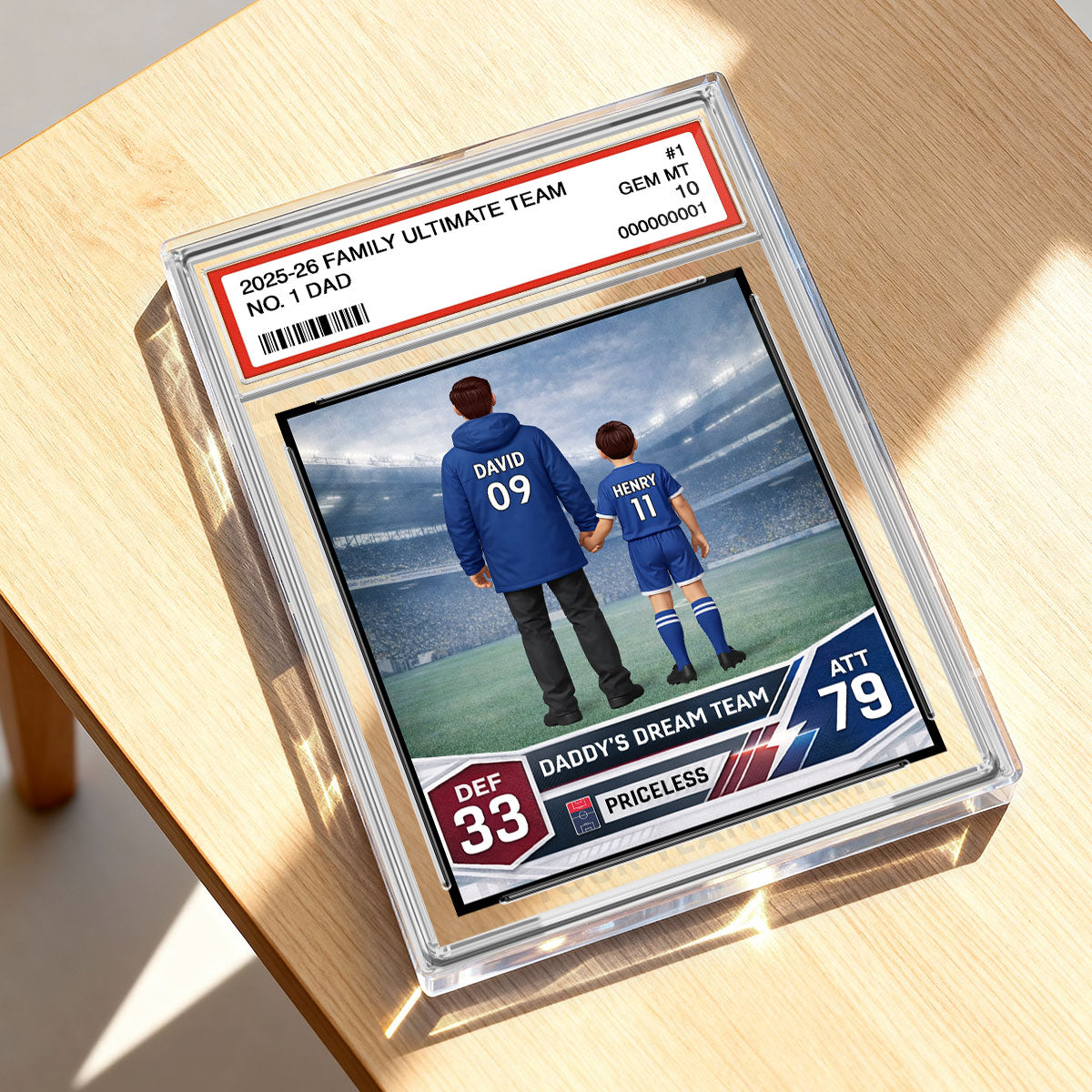 Our Match Of A Lifetime Trading Card - Personalised Acrylic Block Plaque - UK  Gift For Football Dad