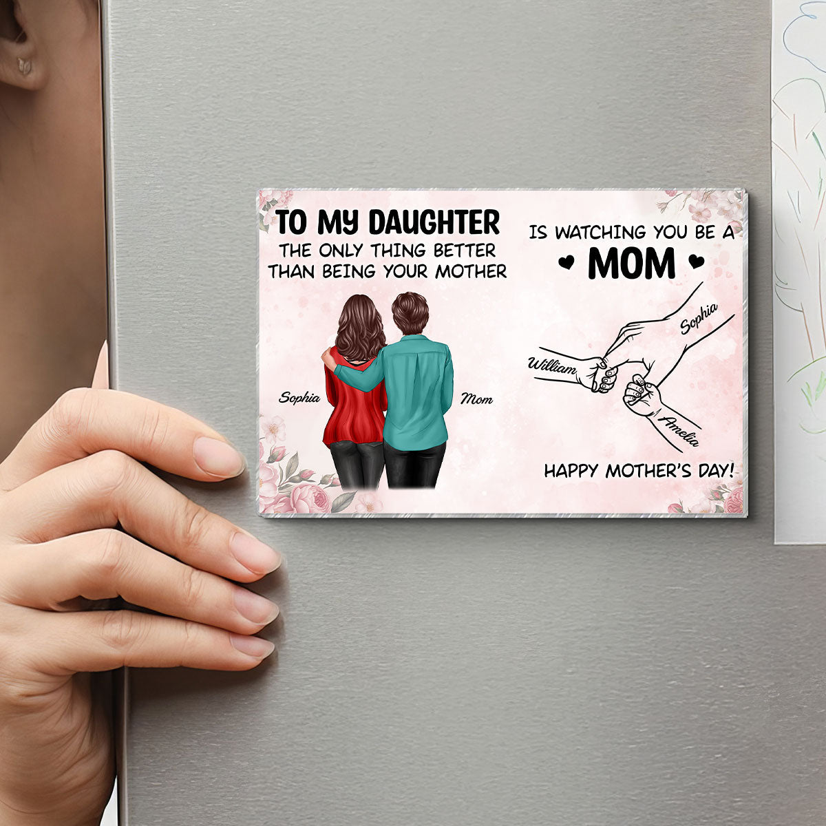 From Mom To Daughter Watching You Be A Mom - Personalized Acrylic Fridge Magnet - Mother's Day Gift For Daughter