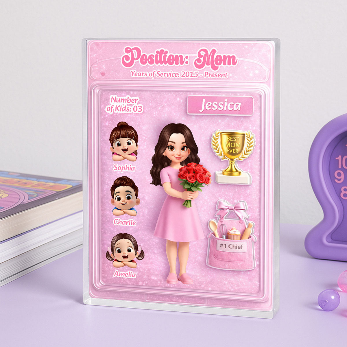 Mom's Litte World - Personalized Acrylic Block Plaque - Heartfelt Gift For Mom, Grandma