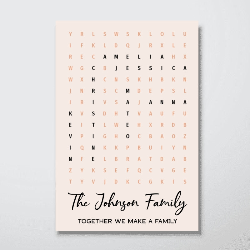 Family Name Word Search Puzzle Created In A Moment, Treasured Forever - Personalized Poster