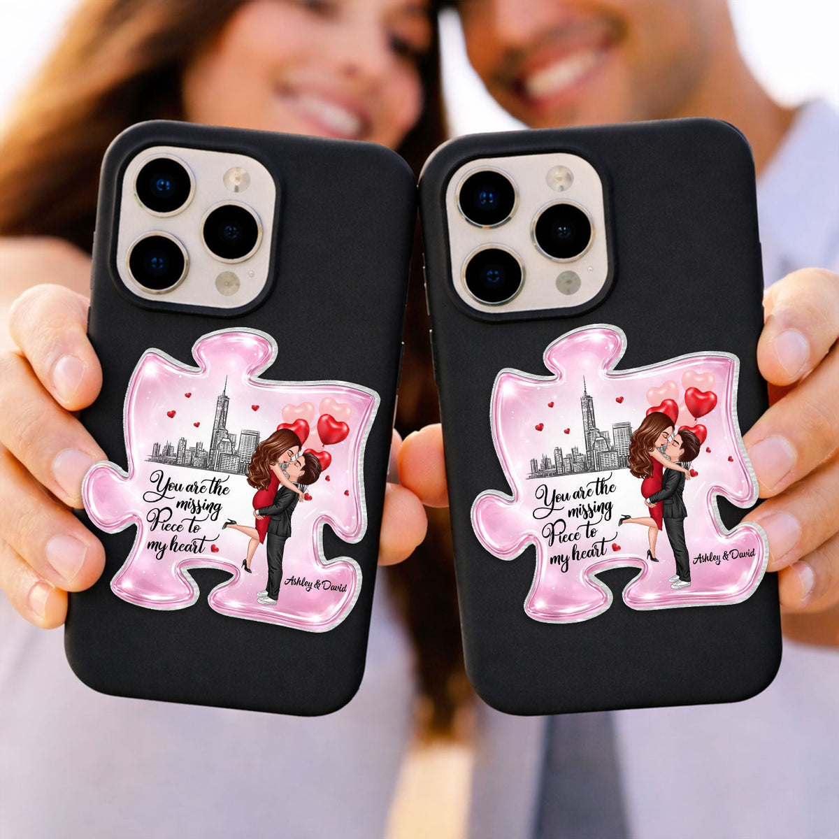 The Missing Piece To My Heart - Personalized Acrylic Magnetic Phone Grip - Anniversary Gift for Him, Gift for Her, Matching Phone Grips for Couples