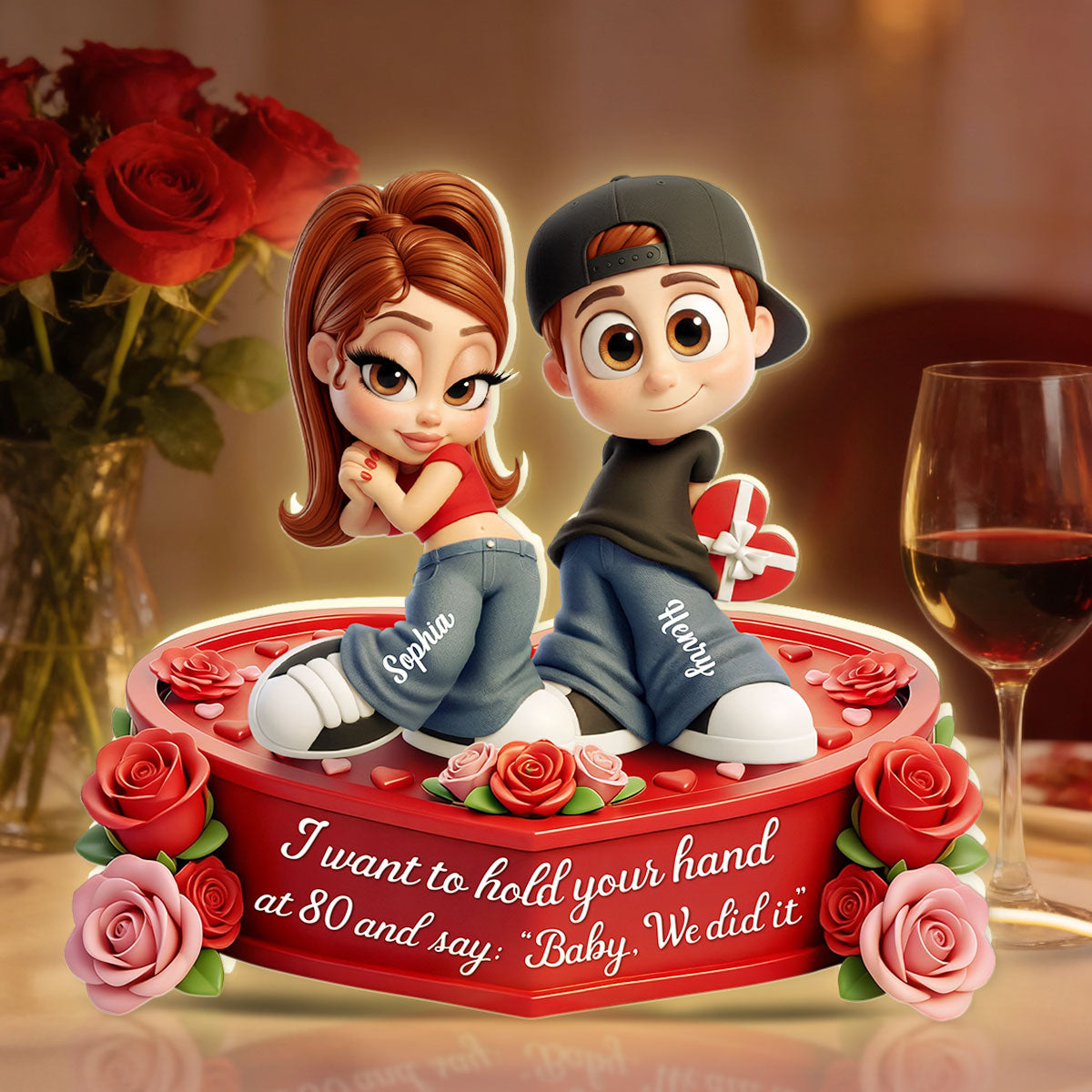 Y2K Couple 3D Cartoon Effect - Personalized Light Box - Sentimental Valentine's Day Gift for him, for her