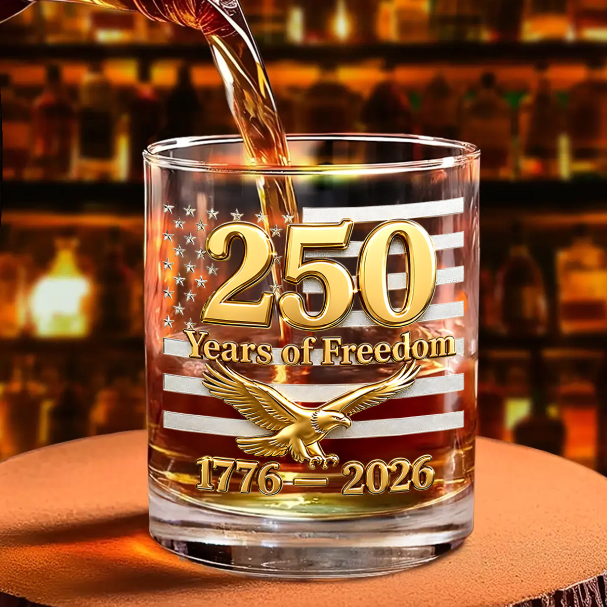 USA 250th Anniversary Daddy's Team Fist Bump - Personalized Whiskey Glass - Father's Day Gift for Dad, Husband