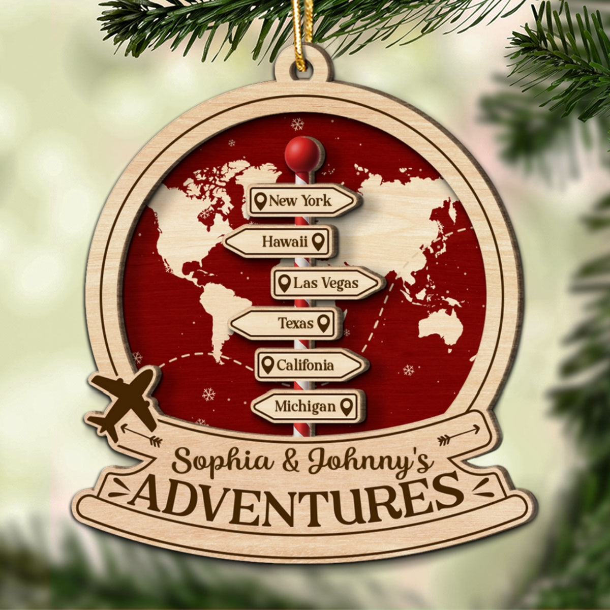 Couple Travel Destination In 2025 - Personalized Wooden Ornament - Unique Christmas Gift For Him, For Her, For Couple