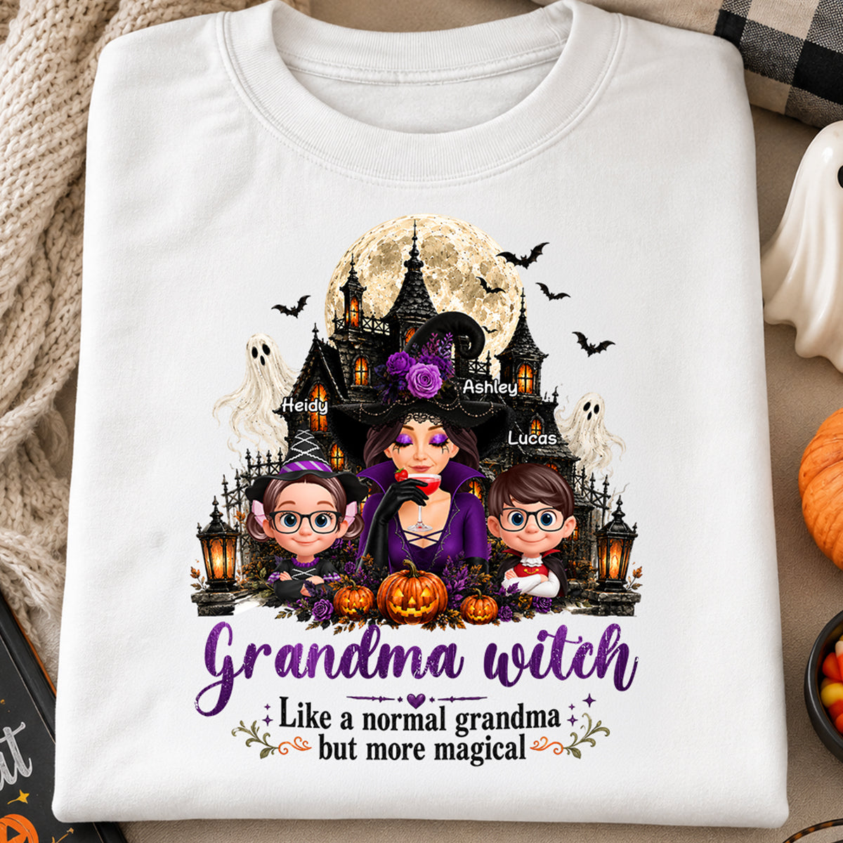 Grandma Witch More Magical - Personalized Shirt - Trendy Halloween Tee for Grandma