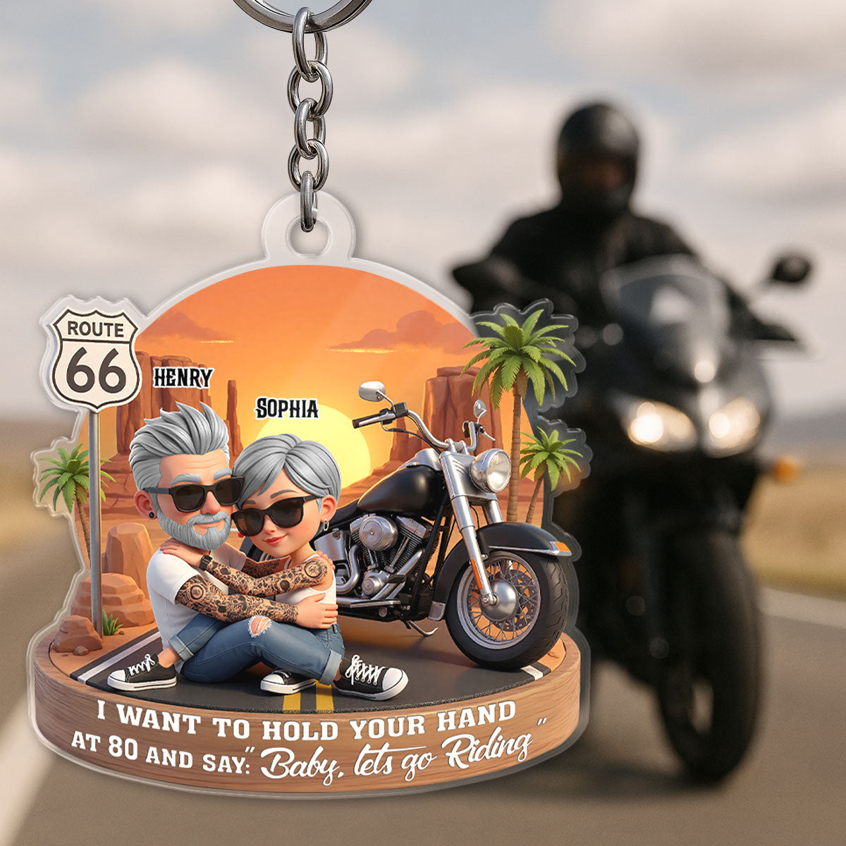 Baby Let's Go Riding Biker Couple - Personalized Acrylic Keychain - Sentimental Gift for him, for her