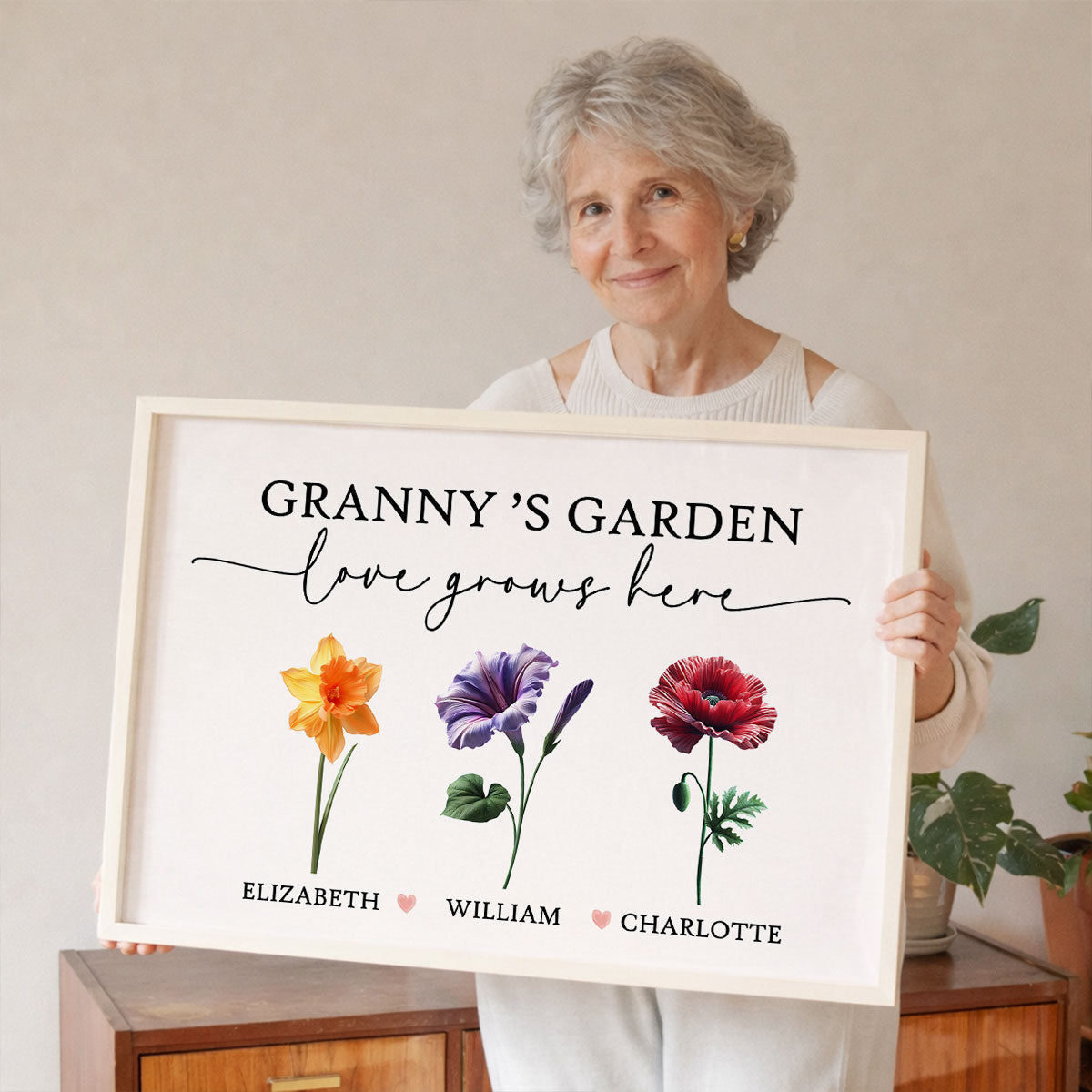 Grandma's Garden Love Grows Here - Personalised Poster - Gift for Grandma