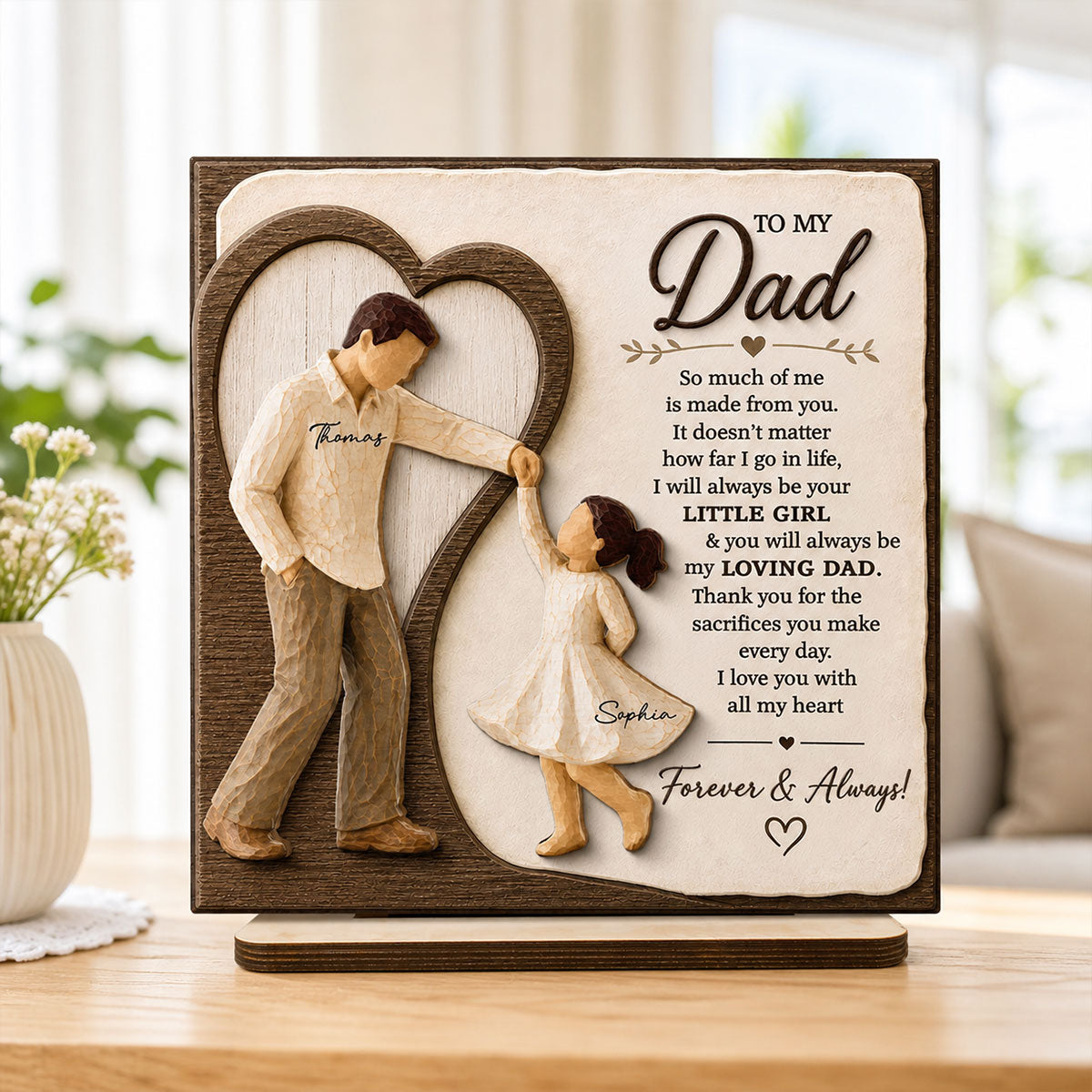 Will Always Be Your Little Girl Dancing Father & Daughter - Personalized 2-Layered Wooden Plaque - Sentimental  Gift From Daughter