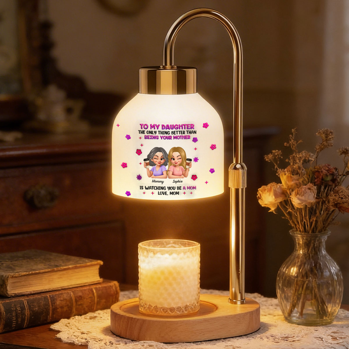 Watching You Be A Mom Mother Daughter - Personalized Candle Warmer Lamp - Heartfelt Mother's Day Gift for Daughter