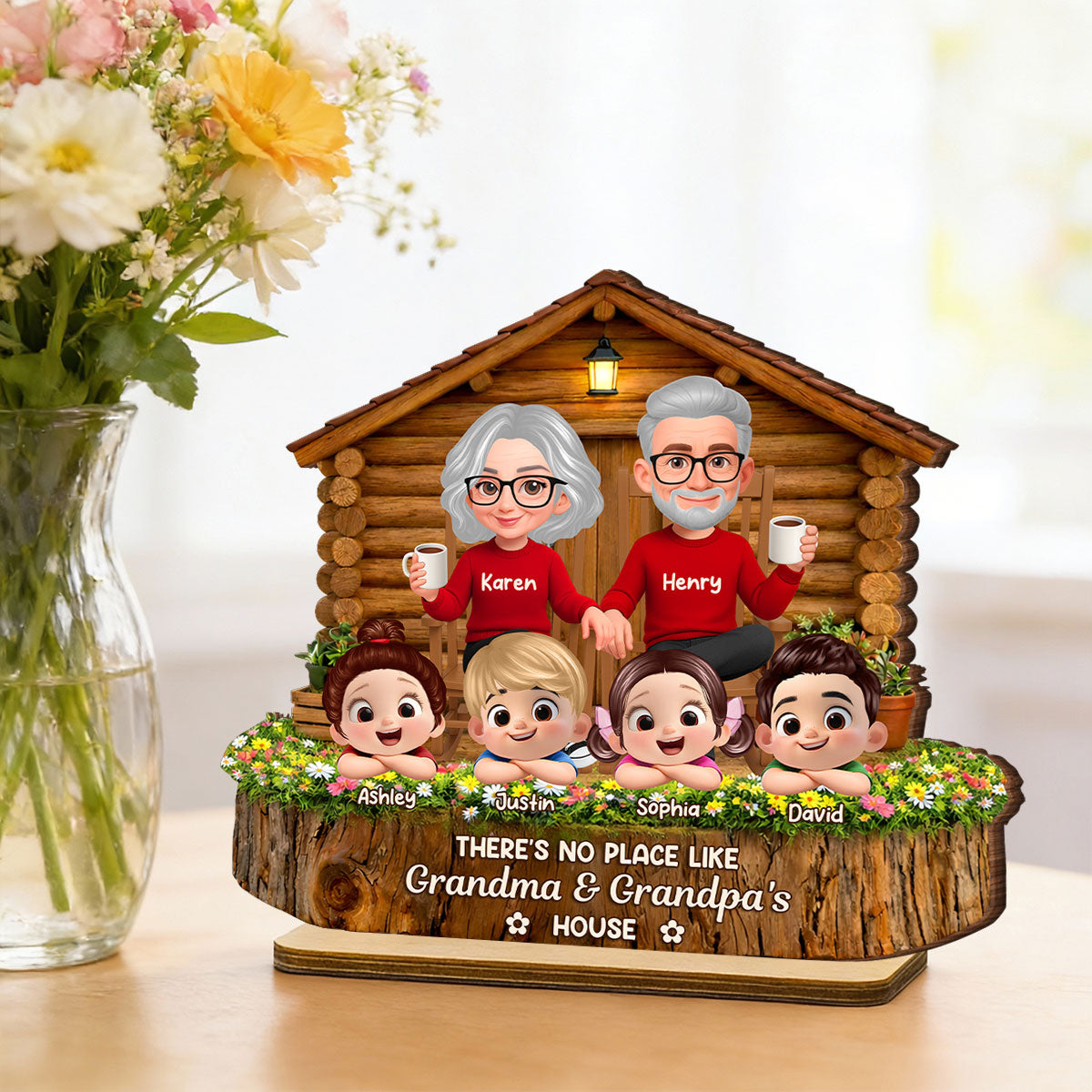 No Place Like Grandma & Grandpa's - Personalized 2-Layered Wooden Plaque - Gift for Grandma, Grandpa