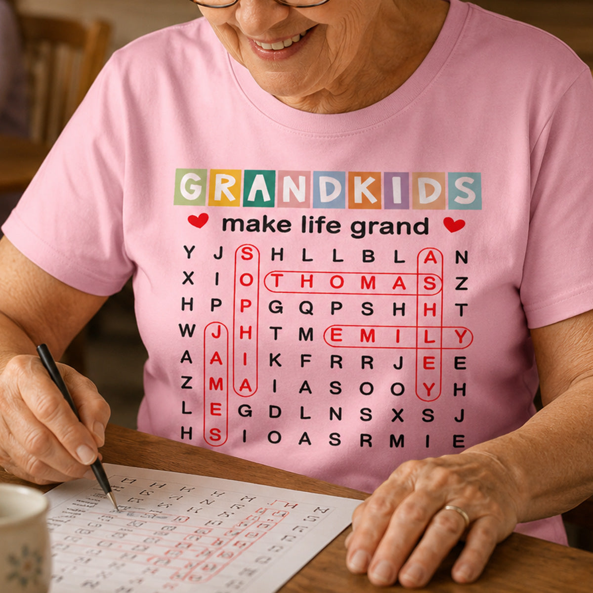Favorite People Call Me Grandma Word Search Puzzle - Personalized Shirt - Heartfelt Gift For Grandma, Mom