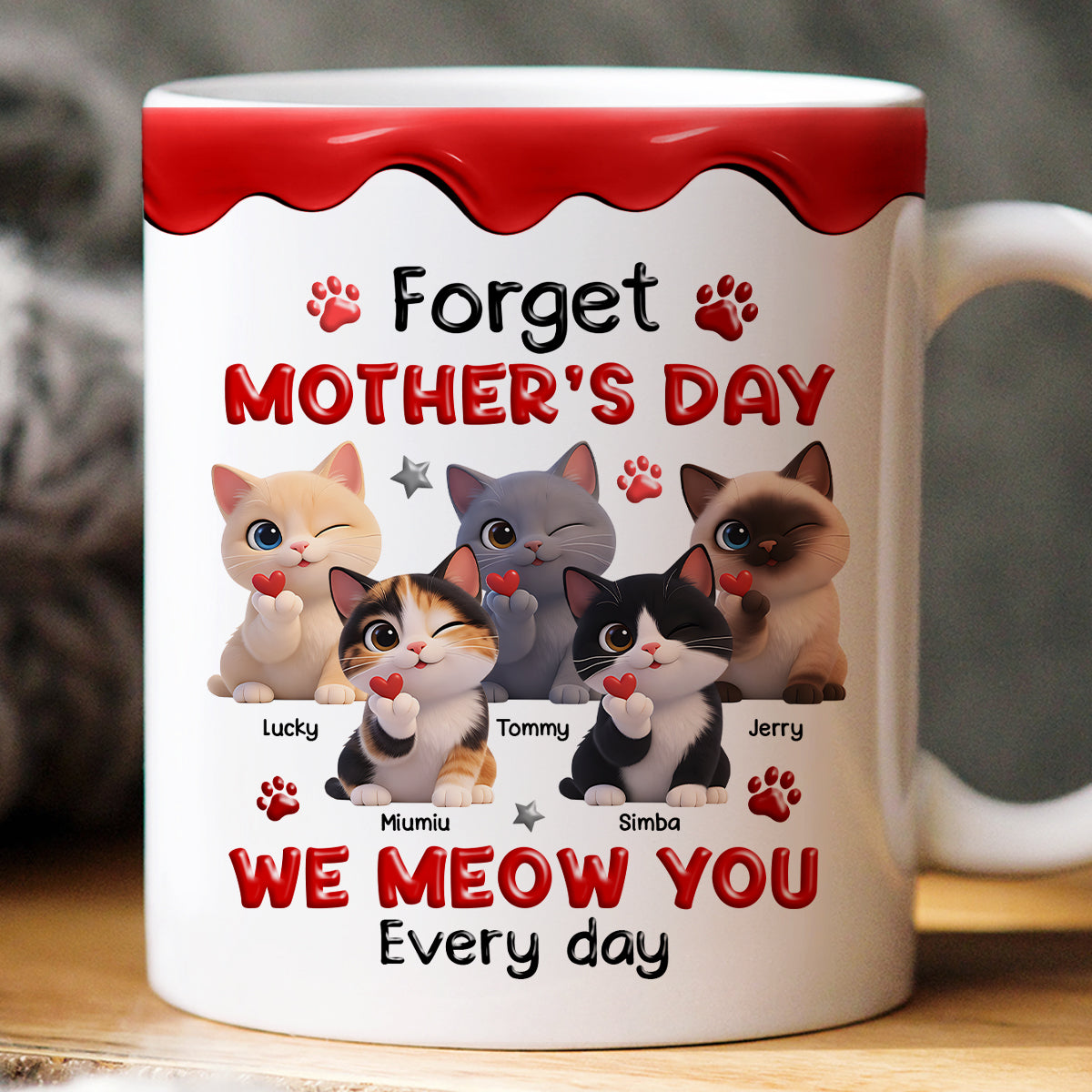 Forget Mother's Day I Meow You Every Day - Personalized Mug - Sentimental Gift for Cat Moms