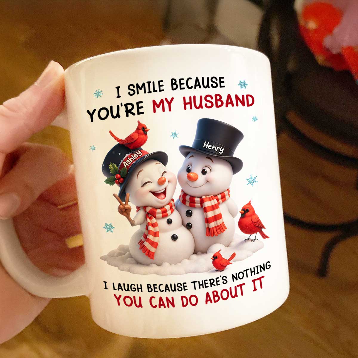 I Smile Because You're My Husband - Personalized Mug - Funny Christmas Gift for him, Gift for her