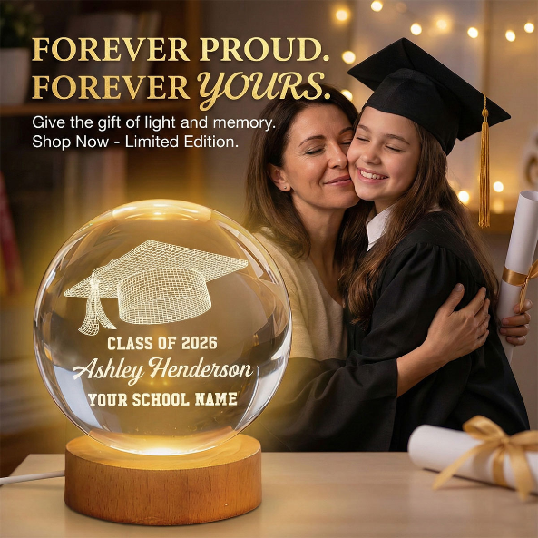 Class Of Graduation Senior Illusion Graduation Cap - Personalized Crystal Ball LED Night Light - Gift For Graduation Day, Graduation Gift, Keepsake