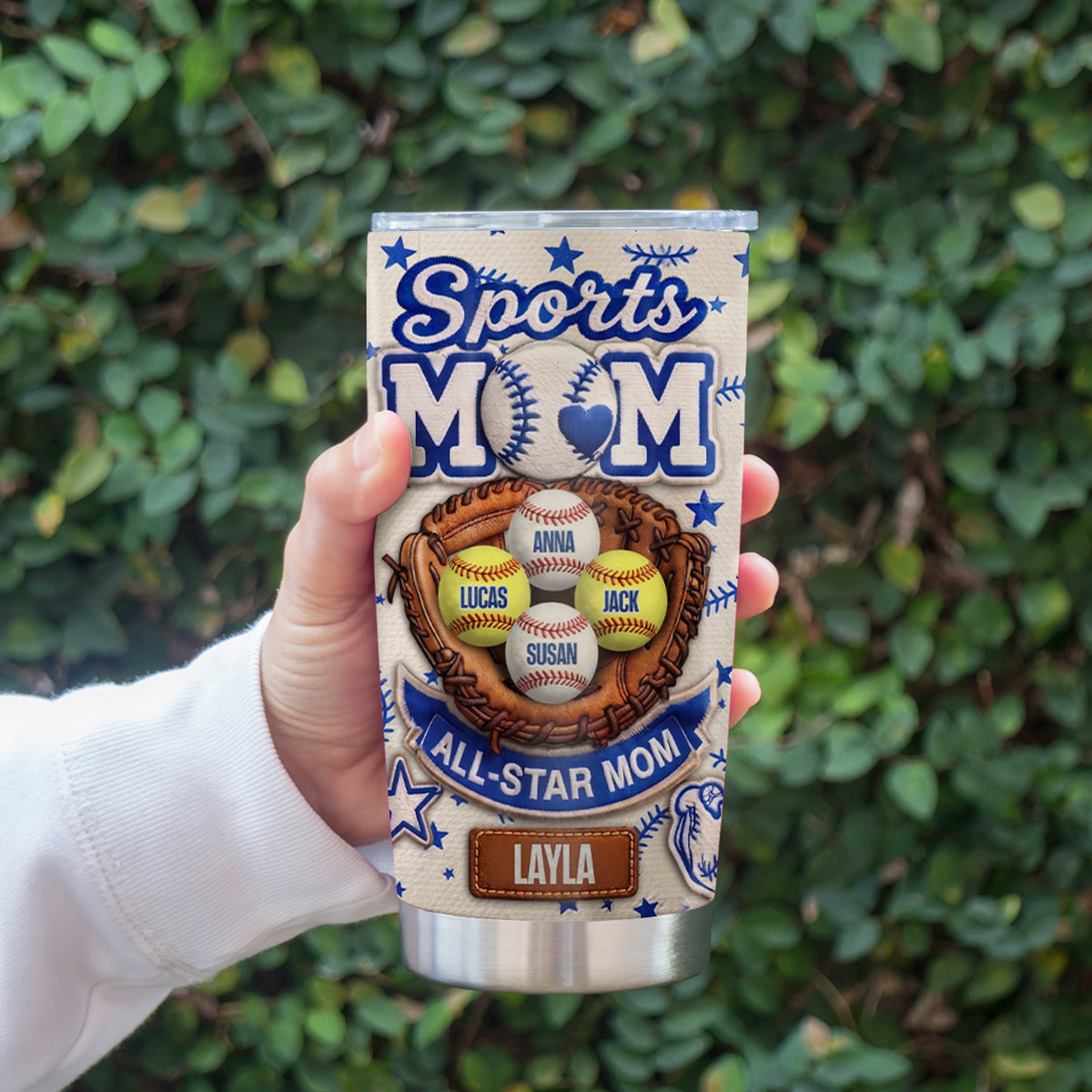 Baseball All Star Mom - Personalized Tumbler - Mother's Day Gift for Mom, Wife