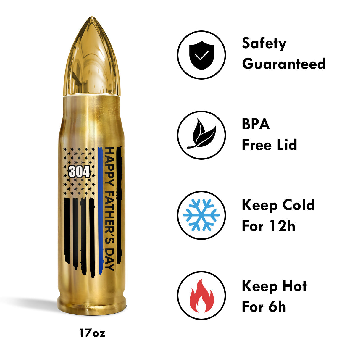 Proud American Police Dad You Are Our Hero Thin Blue Line - Personalized Bullet Tumbler - Father's Day Gift For Dad