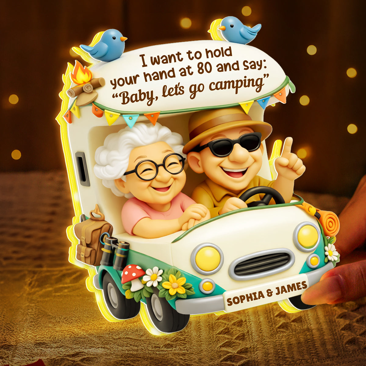 Baby Let's Go Camping Romantic Couple - Personalized Light Box - Anniversary, Valentine's Day Gift, Gift For Him, Gift For Her