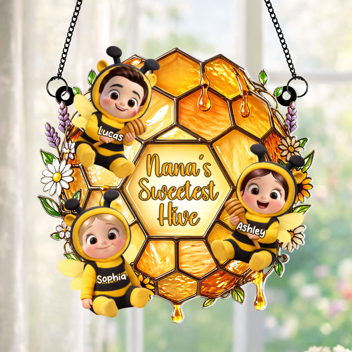 Grandma's Sweetest Hive - Personalized Suncatcher - Mother's Day Gift for Grandma, Mom, Wife