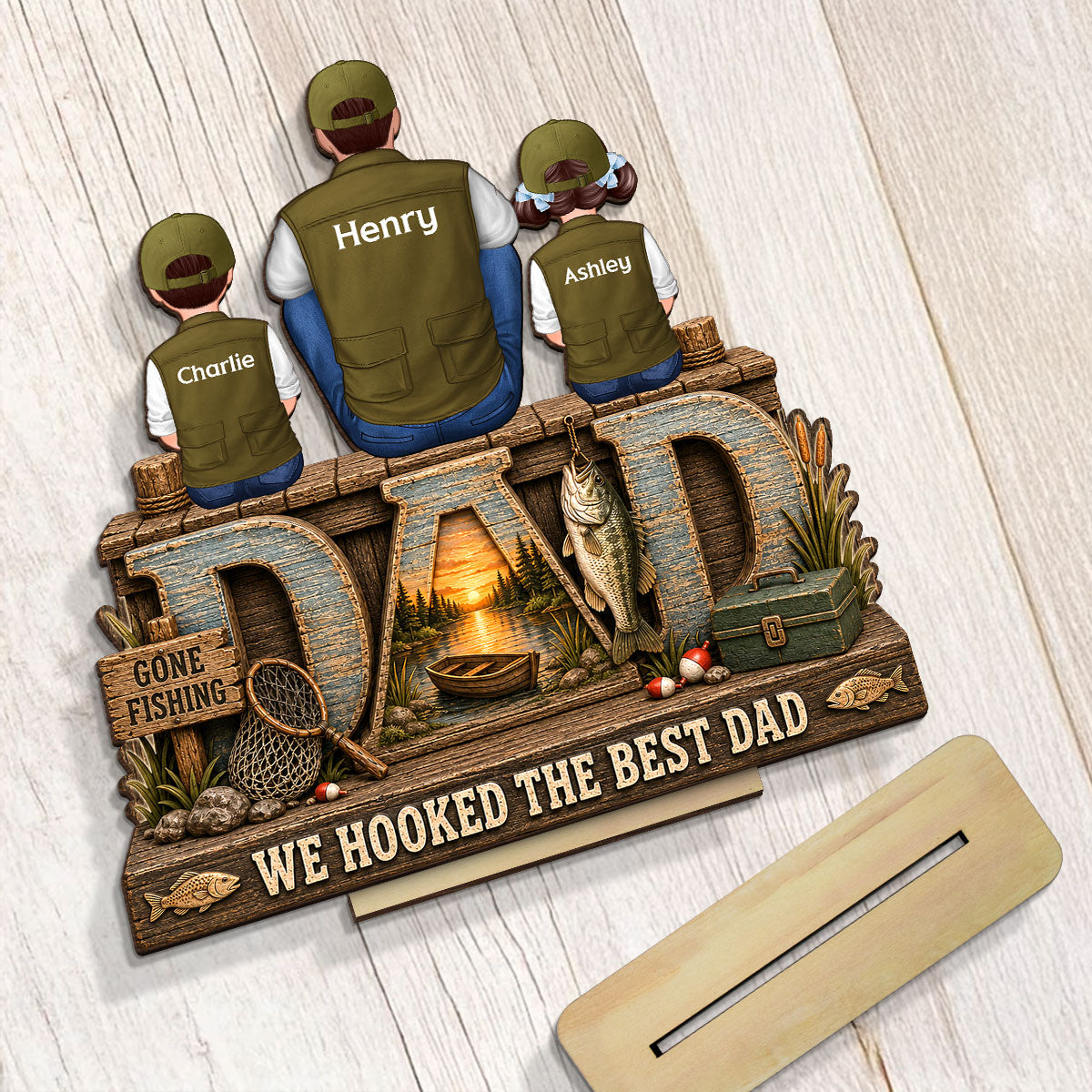 Trending We Hooked The Best Dad - Personalized 2-Layered Wooden Plaque - Gift For Fishing Dad, Fishing Lovers