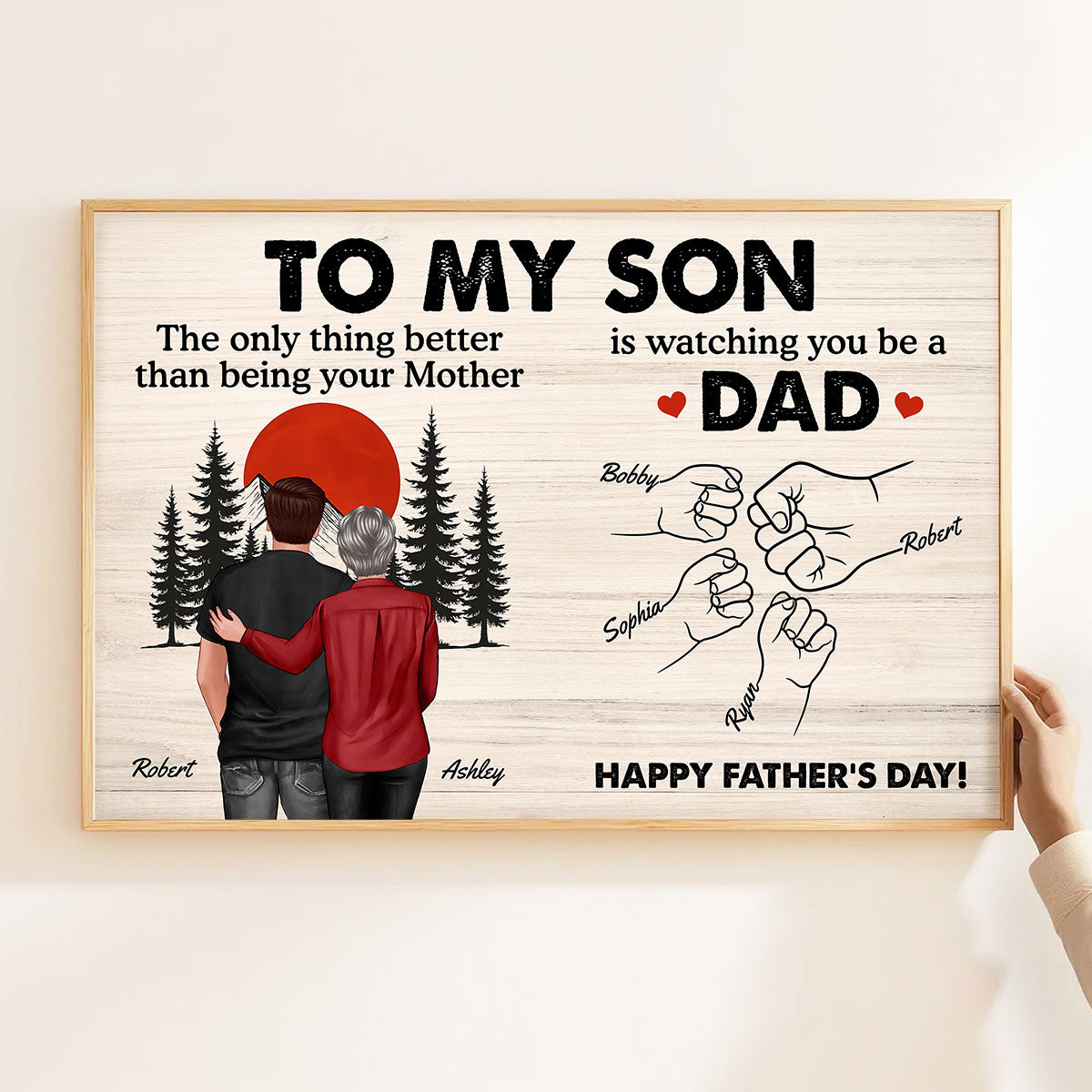 Retro Vintage Sunset To My Son Watching You Be A Dad - Personalized Poster - Father's Day Gift For Son