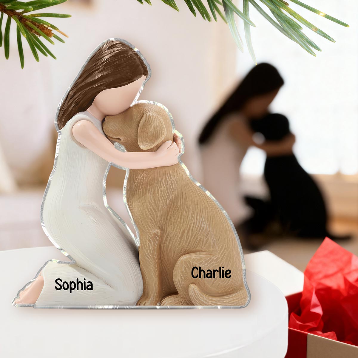 3D Effect Girl & Her Dog My Forever Best Friend - Personalized Acrylic Block Plaque