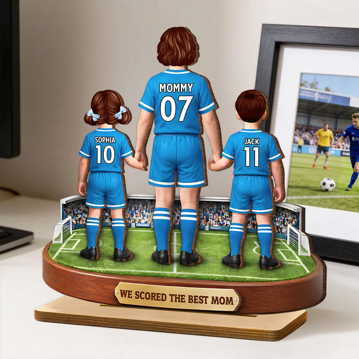 We Scored The Best Mom Soccer Mom Kids - Personalized 2-Layered Wooden Plaque - Mother's Day Gift For Soccer Mom, Gift For Wife
