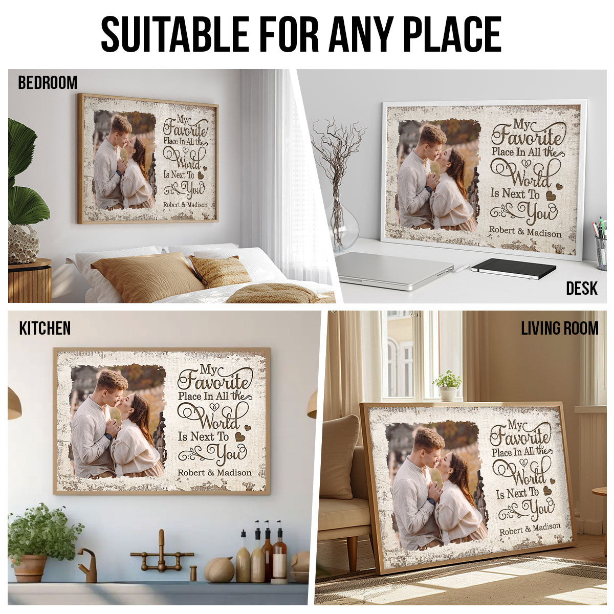 Favorite Place In The World Couple Photo Personalized Poster, Gift For Him, For Her