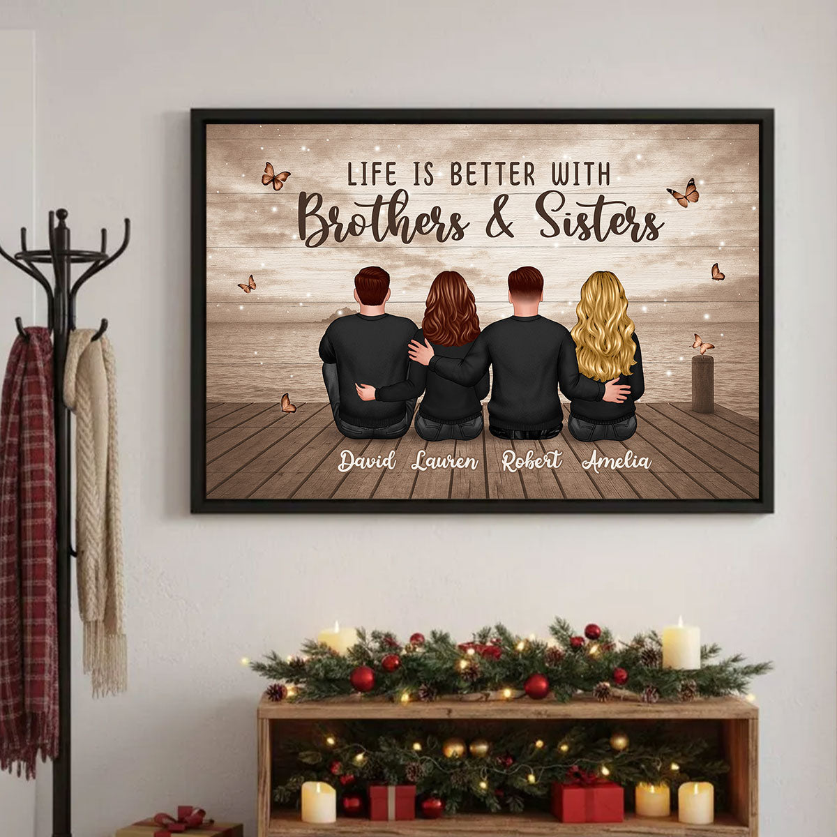 Family Siblings Besties Retro Wall Art - Personalized Poster - Sentimental Gift for Loved Ones