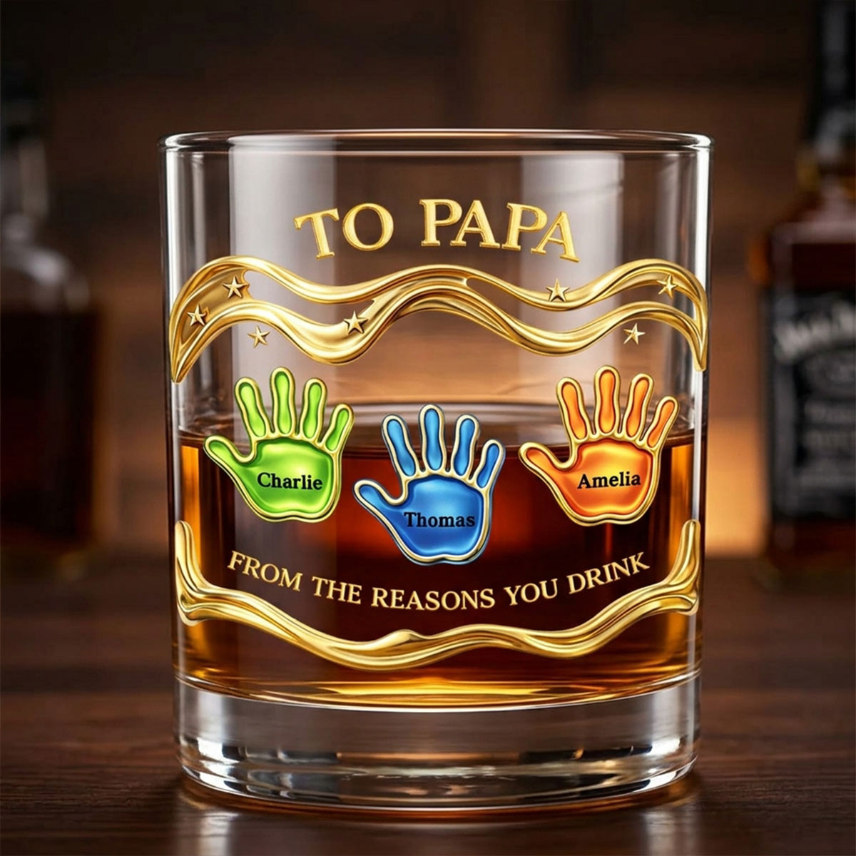 To Papa From the Reasons You Drink - Personalized Whiskey Glass - Father's Day Gift for Dad, Grandpa, Husband